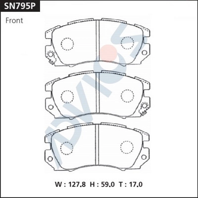 SN795P ADVICS Комплект тормозных колодок, дисковый тормоз (фото 2)