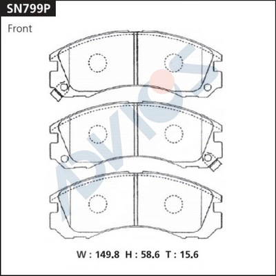 SN799P ADVICS Комплект тормозных колодок, дисковый тормоз (фото 2)