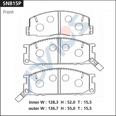 SN815P ADVICS Комплект тормозных колодок, дисковый тормоз (фото 2)