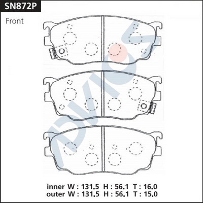 SN872P ADVICS Комплект тормозных колодок, дисковый тормоз (фото 1)