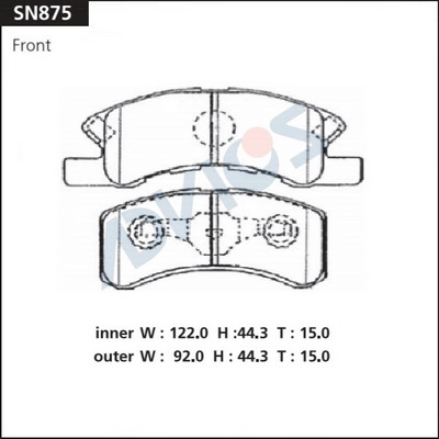 SN875 ADVICS Комплект тормозных колодок, дисковый тормоз (фото 1)