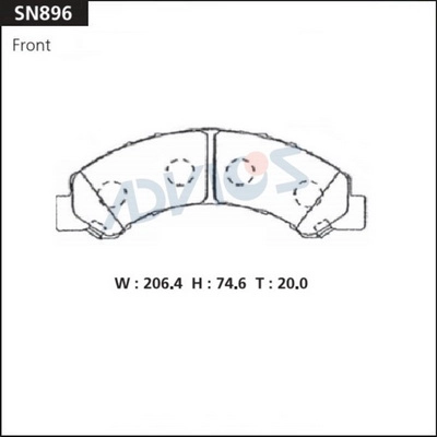 SN896 ADVICS Комплект тормозных колодок, дисковый тормоз (фото 2)