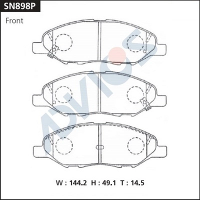 SN898P ADVICS Комплект тормозных колодок, дисковый тормоз (фото 2)