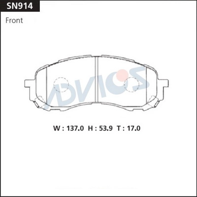 SN914 ADVICS Комплект тормозных колодок, дисковый тормоз (фото 2)