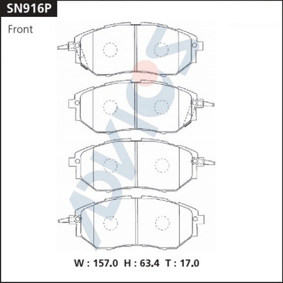 SN916P ADVICS Комплект тормозных колодок, дисковый тормоз (фото 2)