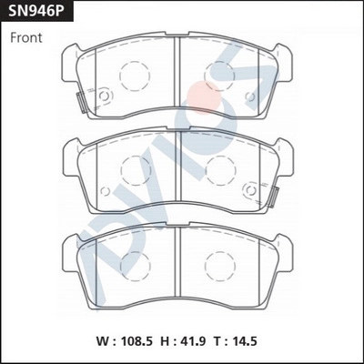 SN946P ADVICS Комплект тормозных колодок, дисковый тормоз (фото 2)