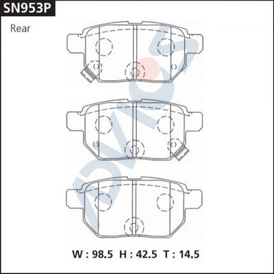 SN953P ADVICS Комплект тормозных колодок, дисковый тормоз (фото 2)