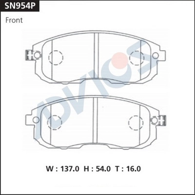 SN954P ADVICS Комплект тормозных колодок, дисковый тормоз (фото 2)