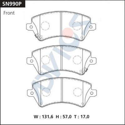 SN990P ADVICS Комплект тормозных колодок, дисковый тормоз (фото 2)