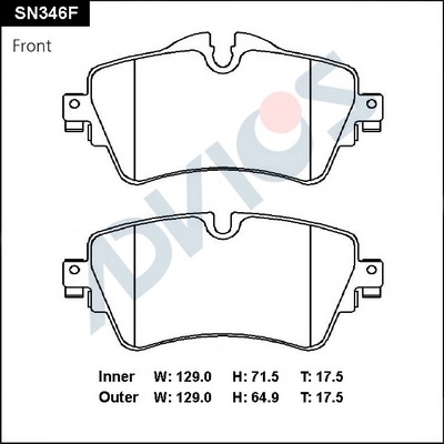 SN346F ADVICS Комплект тормозных колодок, дисковый тормоз (фото 1)