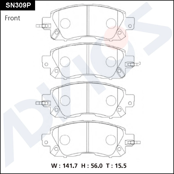 SN309P ADVICS Комплект тормозных колодок, дисковый тормоз (фото 1)
