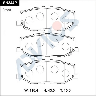 SN344P ADVICS Комплект тормозных колодок, дисковый тормоз (фото 1)