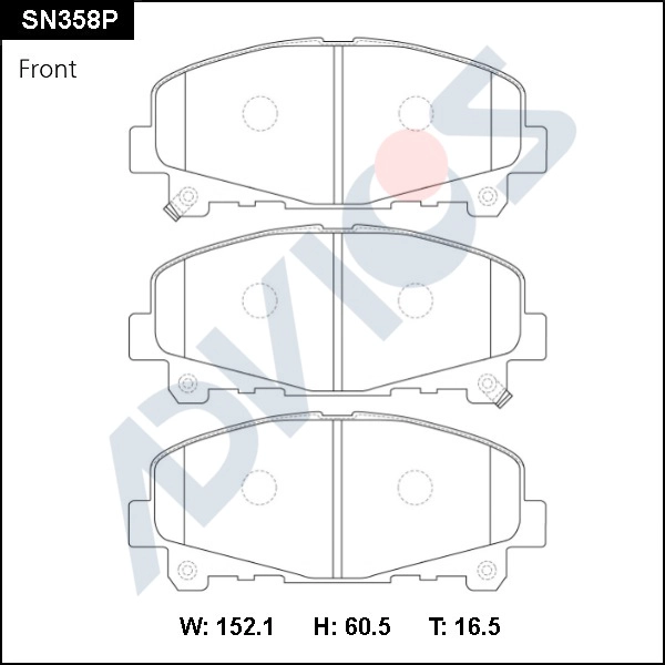 SN358P ADVICS Комплект тормозных колодок, дисковый тормоз (фото 1)