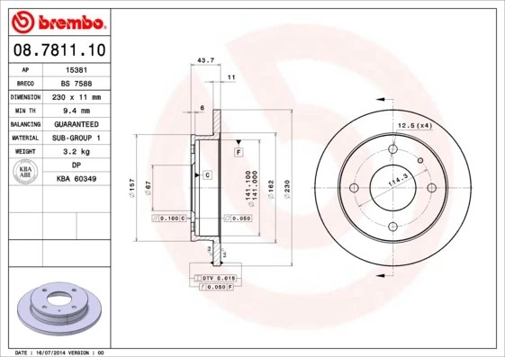 08.7811.10 BREMBO Тормозной диск (фото 5)