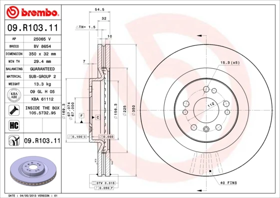 09.R103.11 BREMBO Тормозной диск (фото 5)