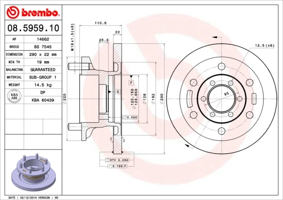 08.5959.10 BREMBO Тормозной диск (фото 5)