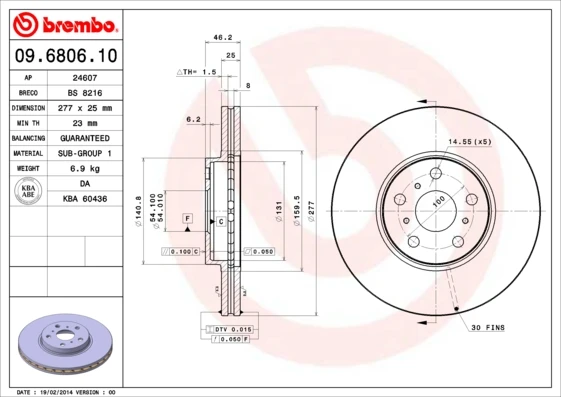 09.6806.10 BREMBO Тормозной диск (фото 5)