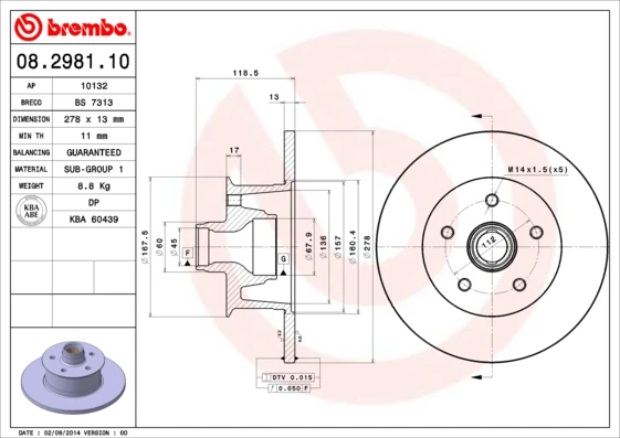 08.2981.10 BREMBO Тормозной диск (фото 5)