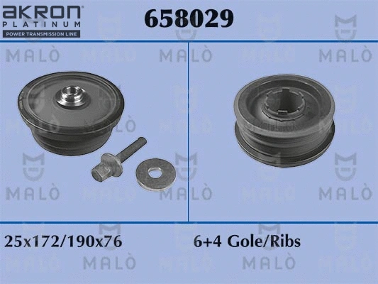 658029 AKRON-MALÒ Комплект ременных шкивов, коленчатый вал (фото 1)
