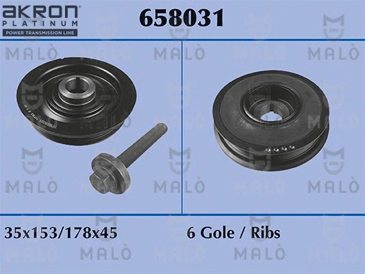 658031 AKRON-MALÒ Комплект ременных шкивов, коленчатый вал (фото 1)
