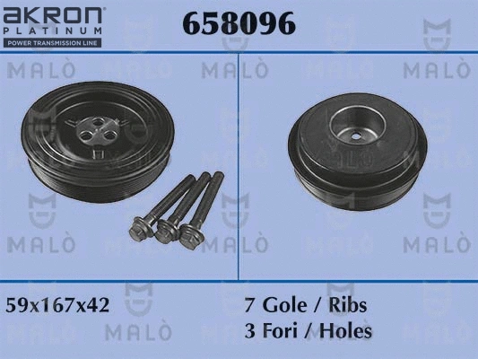 658096 AKRON-MALÒ Ременный шкив, коленчатый вал (фото 1)