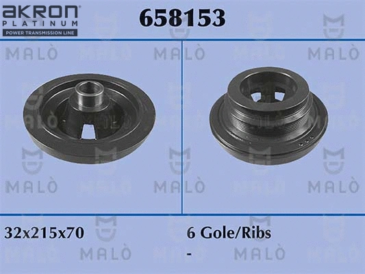 658153 AKRON-MALÒ Ременный шкив, коленчатый вал (фото 1)