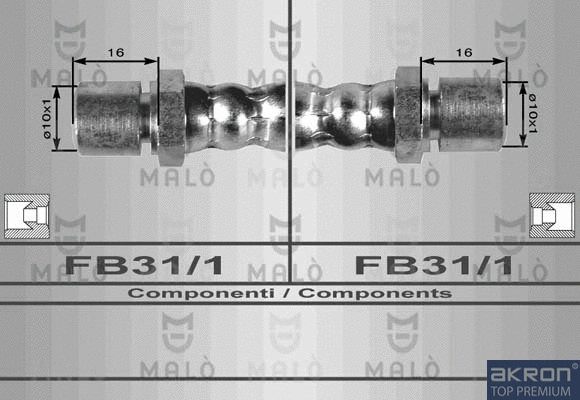 80116 AKRON-MALÒ Тормозной шланг (фото 1)