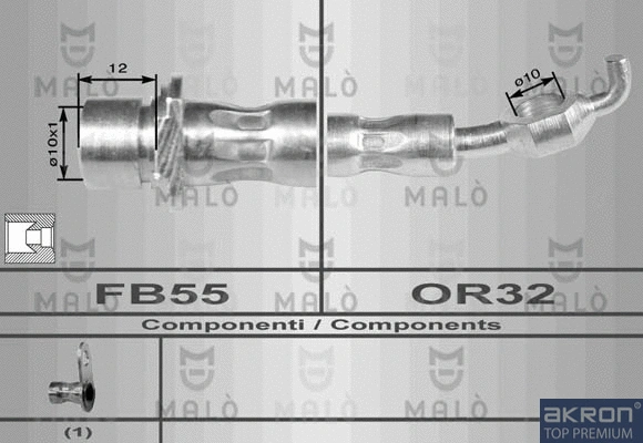 80128 AKRON-MALÒ Тормозной шланг (фото 1)