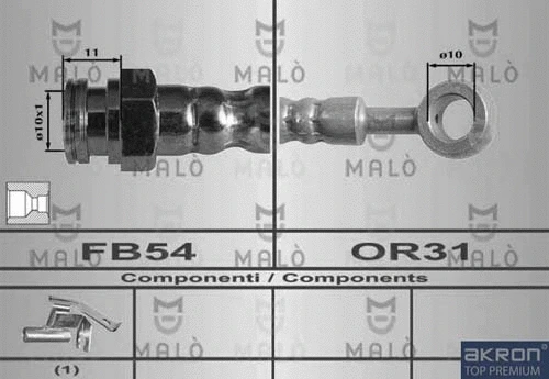 80494 AKRON-MALÒ Тормозной шланг (фото 1)