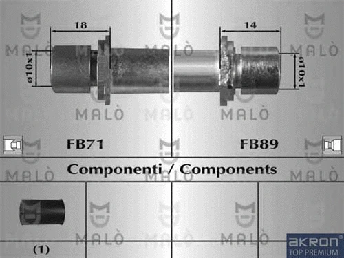 80961 AKRON-MALÒ Тормозной шланг (фото 1)
