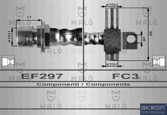 8691 AKRON-MALÒ Тормозной шланг (фото 1)