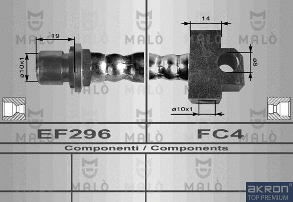 8698 AKRON-MALÒ Тормозной шланг (фото 1)