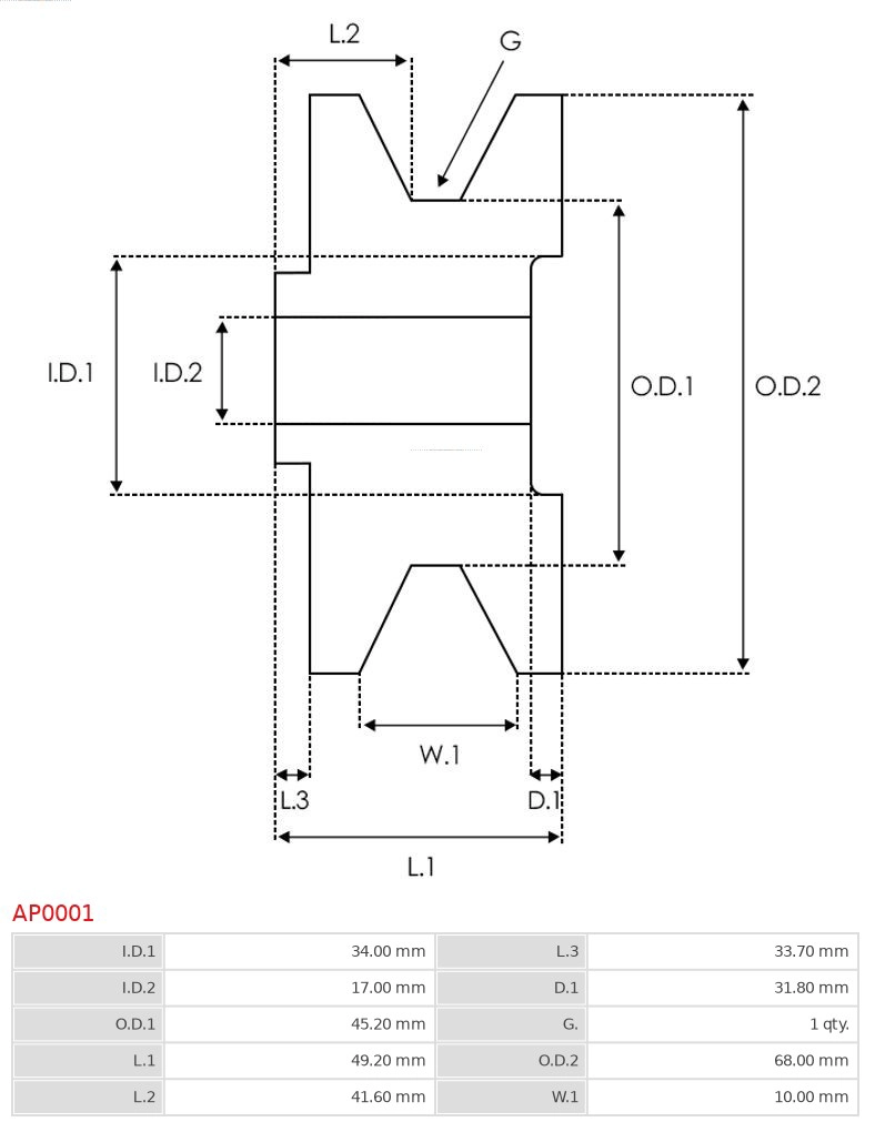 AP0001 AS-PL Ременный шкив, генератор (фото 5)