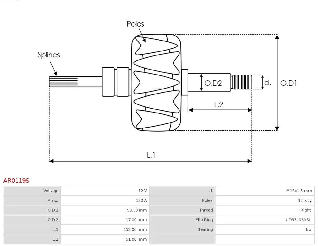 AR0119S AS-PL Ротор, генератор (фото 1)