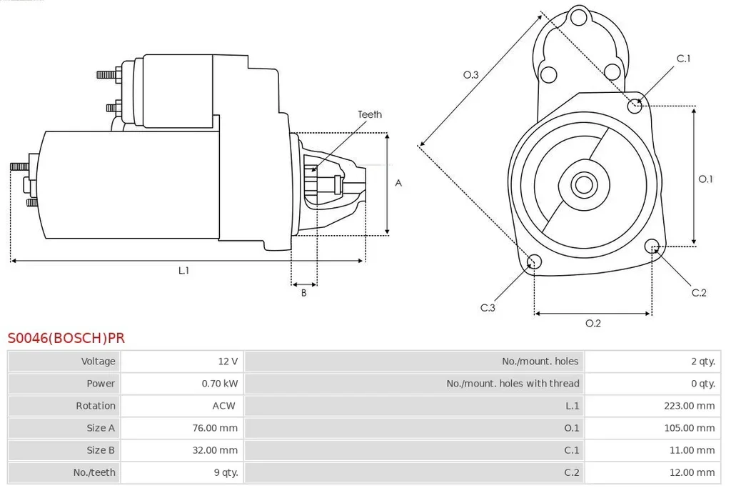 S0046(BOSCH)PR AS-PL Стартер (фото 1)