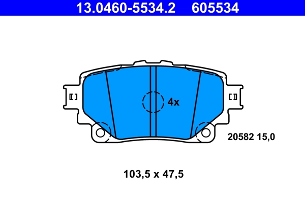 13.0460-5534.2 ATE Комплект тормозных колодок, дисковый тормоз (фото 1)