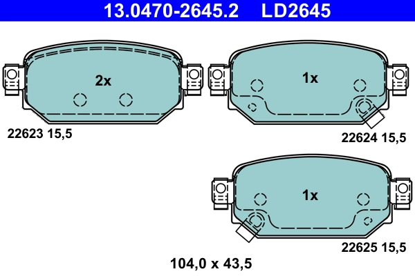 13.0470-2645.2 ATE Комплект тормозных колодок, дисковый тормоз (фото 1)