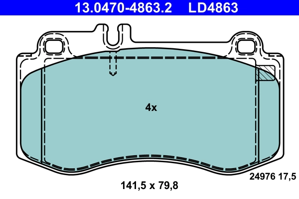 13.0470-4863.2 ATE Комплект тормозных колодок, дисковый тормоз (фото 1)