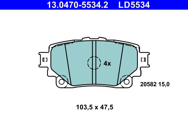 13.0470-5534.2 ATE Комплект тормозных колодок, дисковый тормоз (фото 1)