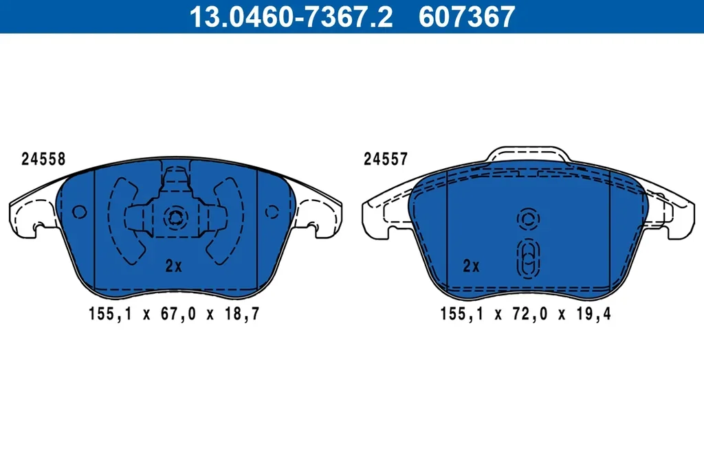 13.0460-7367.2 ATE Комплект тормозных колодок, дисковый тормоз (фото 1)