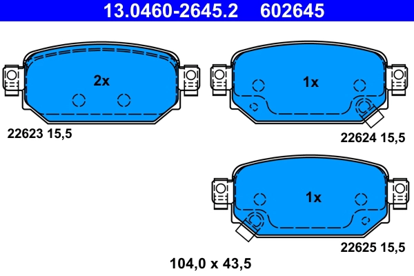13.0460-2645.2 ATE Комплект тормозных колодок, дисковый тормоз (фото 1)