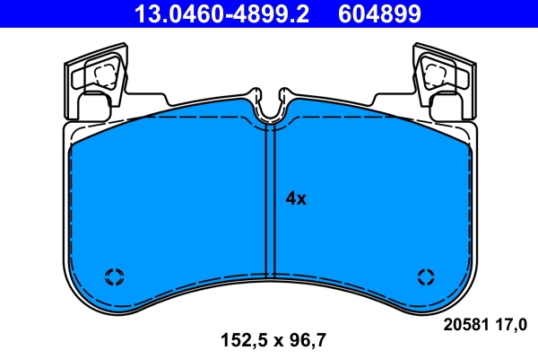 13.0460-4899.2 ATE Комплект тормозных колодок, дисковый тормоз (фото 1)