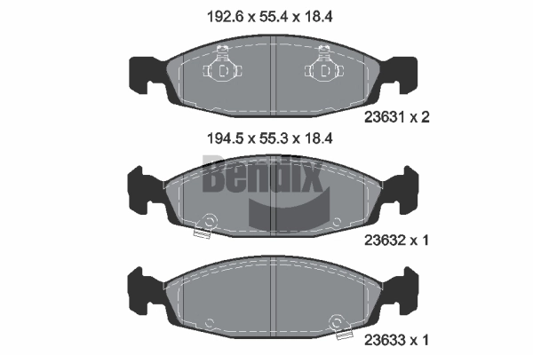 BPD2019 BENDIX Braking Комплект тормозных колодок, дисковый тормоз (фото 2)