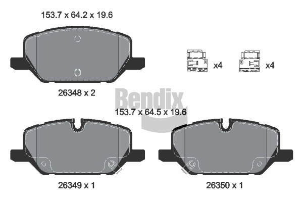 BPD2555 BENDIX Braking Комплект тормозных колодок, дисковый тормоз (фото 1)