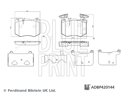 ADBP420144 BLUE PRINT Комплект тормозных колодок, дисковый тормоз (фото 1)