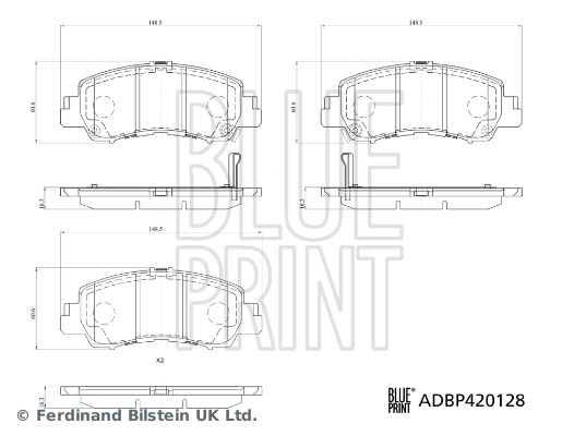 ADBP420128 BLUE PRINT Комплект тормозных колодок, дисковый тормоз (фото 1)