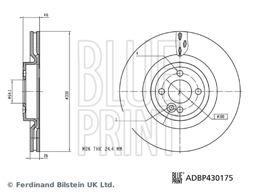 ADBP430175 BLUE PRINT Тормозной диск (фото 1)