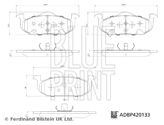 ADBP420133 BLUE PRINT Комплект тормозных колодок, дисковый тормоз (фото 1)