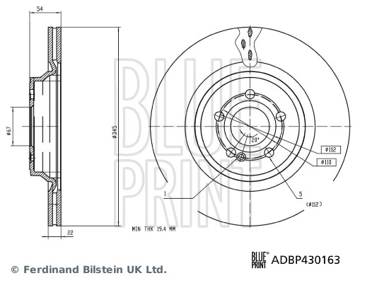 ADBP430163 BLUE PRINT Тормозной диск (фото 1)