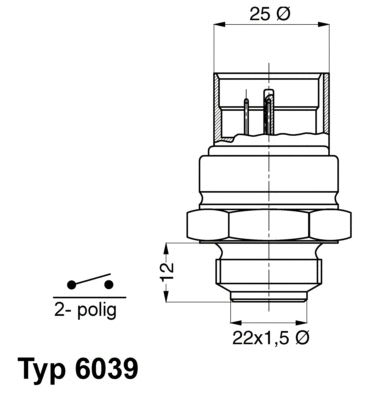 6039.95D BorgWarner (Wahler) Термовыключатель, вентилятор радиатора (фото 1)